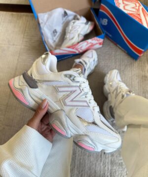 Tênis New Balance 9060 Branco Rosa Feminino Premium