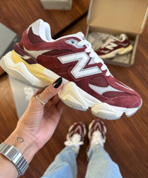 Tênis New Balance 9060 Branco Vermelho Feminino Premium