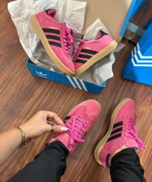 Tenis Adidas Gazelle Couro Pink Preto Feminino Premium 2