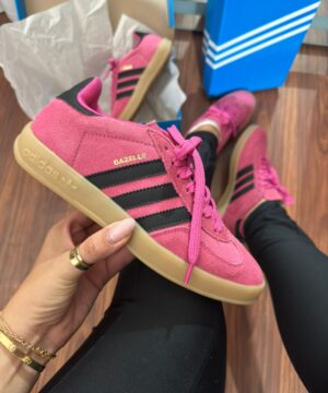 Tênis Adidas Gazelle Couro Pink Preto Feminino Premium