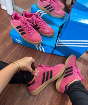 Tenis Adidas Gazelle Couro Pink Preto Feminino Premium 7