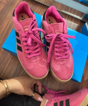 Tenis Adidas Gazelle Couro Pink Preto Feminino Premium 8