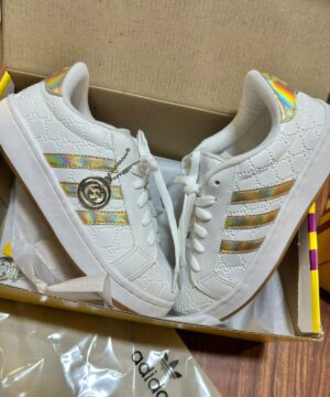 Tenis Adidas X Gucci Branco Dourado Feminino Premium 2