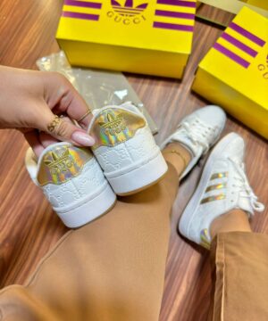Tenis Adidas X Gucci Branco Dourado Feminino Premium 4