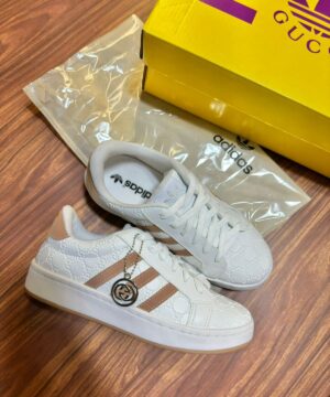 Tenis Adidas X Gucci Branco Marrom Feminino Premium 5