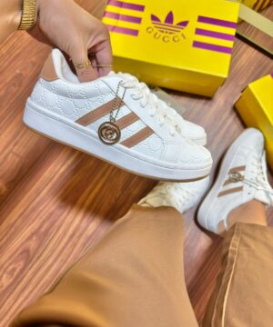 Tênis Adidas X Gucci Branco Marrom Feminino Premium