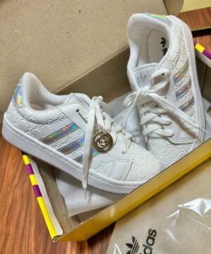 Tenis Adidas X Gucci Branco Prateado Feminino Premium 6