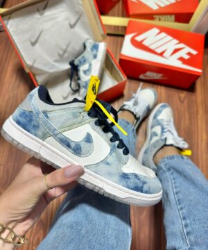 Tenis Nike Dunk Low Branco Jeans Feminino Premium 2