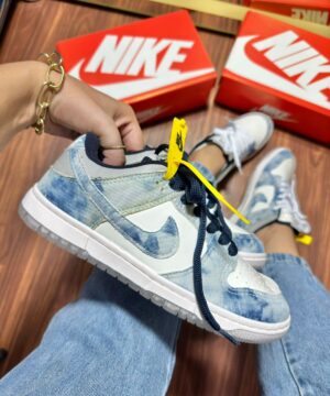 Tenis Nike Dunk Low Branco Jeans Feminino Premium 4