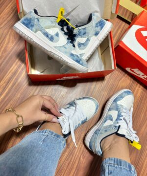 Tenis Nike Dunk Low Branco Jeans Feminino Premium 6