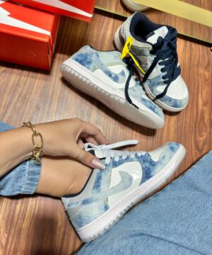 Tênis Nike Dunk Low Branco Jeans Feminino Premium