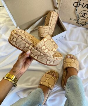 Tamanco Gucci Plataforma Confort Amarelo Feminino Premium 4