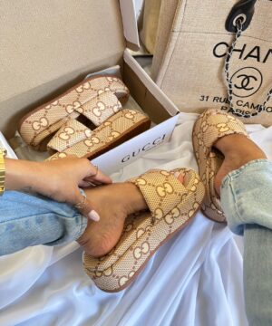 Tamanco Gucci Plataforma Confort Amarelo Feminino Premium 5