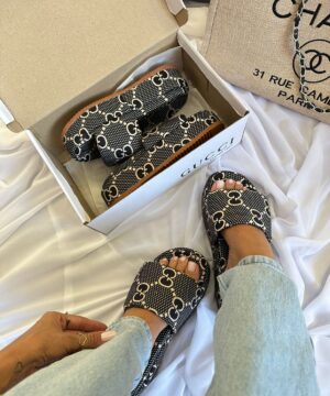 Tamanco Gucci Plataforma Confort Preto Feminino Premium 5