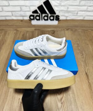 Tênis Adidas Samba Plataforma Branco Prateado Feminino Premium