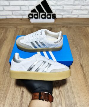 Tenis Adidas Samba Plataforma Branco Prateado Feminino Premium 4 scaled