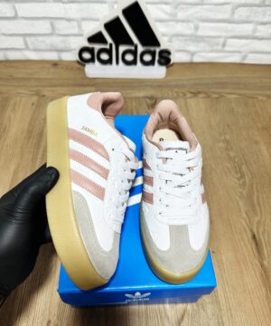 Tenis Adidas Samba Plataforma Branco Rosa Feminino Premium 2 scaled