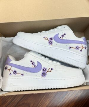 Tenis Nike Air Force Floral Branco Lilas Feminino Premium 4