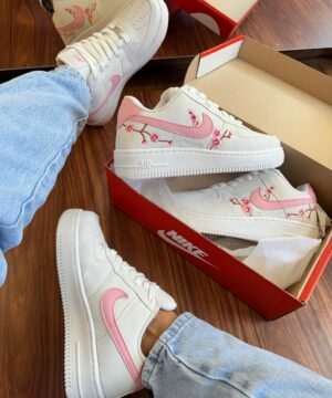 Tenis Nike Air Force Floral Branco Rosa Feminino Premium 2 scaled
