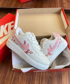 Tenis Nike Air Force Floral Branco Rosa Feminino Premium 3 scaled