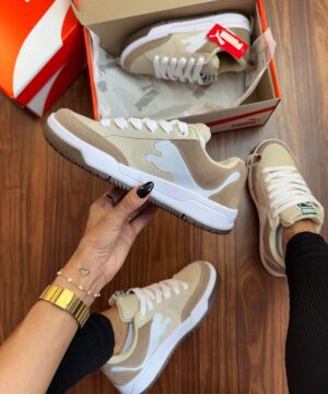 Tenis Puma Baixo Basic Beje Feminino 4 scaled