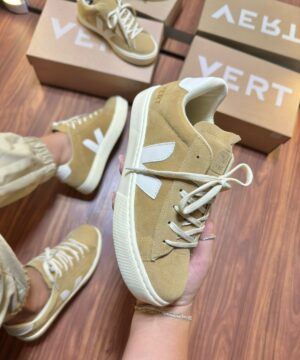 Tenis Vert Cadarco Camurca Areia Branco Premium 9