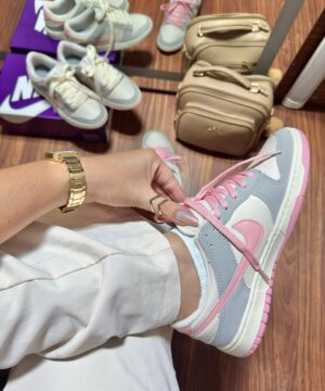 Tenis Nike Dunk Low Pro Cinza Rosa Feminino Premium 8