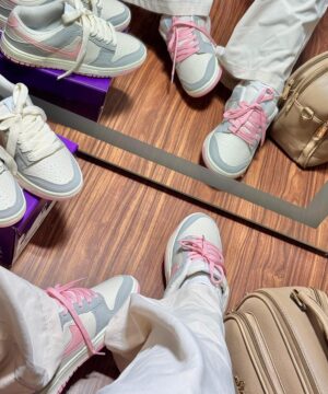 Tenis Nike Dunk Low Pro Cinza Rosa Feminino Premium 9