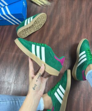 Tenis Adidas Gazelle Couro Verde Rosa Feminino Premium 1