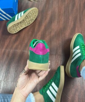 Tenis Adidas Gazelle Couro Verde Rosa Feminino Premium 3