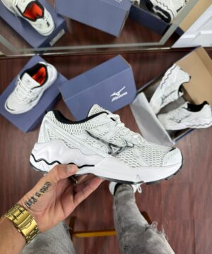 Tenis Mizuno Wave Nirvana 9 Branco Prata Masculino Premium 4