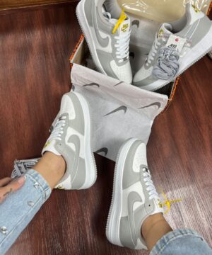 Tenis Nike Air Force Branco Cinza Feminino Premium 4