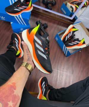 Tênis Adidas Adizero Boston 2 Preto Laranja Masculino Premium