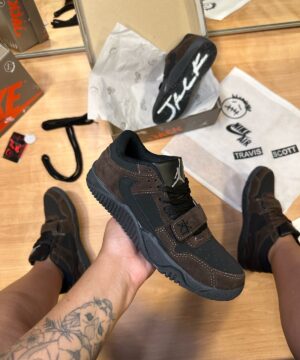 Bota Jordan Travis Scott Jack Marrom Preta Masculina Premium 3