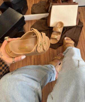 Papete Chanel Dad Sandals Caramelo Feminino Premium 1