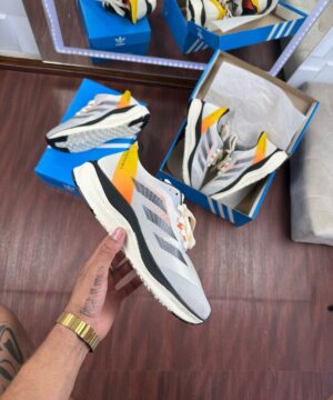 Tênis Adidas Adizero Boston 12 Cinza Laranja Masculino Premium