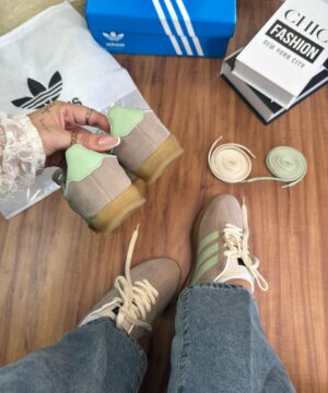 Tenis Adidas Gazelle Cinza Menta Feminino Premium 3