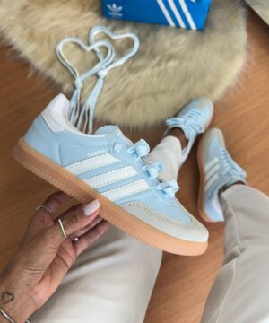 Tênis Adidas Samba OG Branco Azul Bebê Feminino Premium