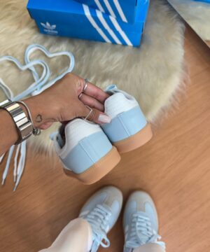 Tenis Adidas Samba OG Branco Azul Bebe Feminino premium 3