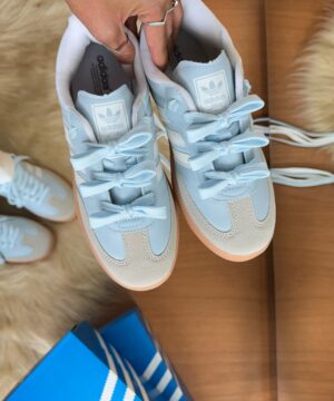 Tenis Adidas Samba OG Branco Azul Bebe Feminino premium 4