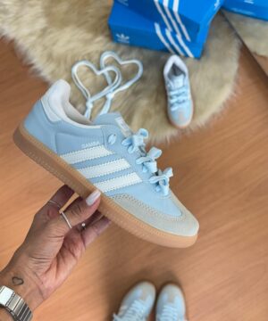 Tenis Adidas Samba OG Branco Azul Bebe Feminino premium 5