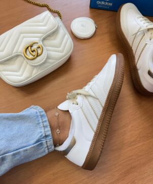 Tenis Adidas Samba OG Branco Ouro Feminino Premium 2