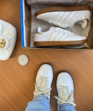 Tenis Adidas Samba OG Branco Ouro Feminino Premium 3