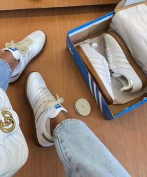 Tenis Adidas Samba OG Branco Ouro Feminino Premium 4