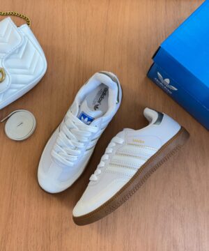 Tenis Adidas Samba OG Branco Ouro Feminino Premium 5