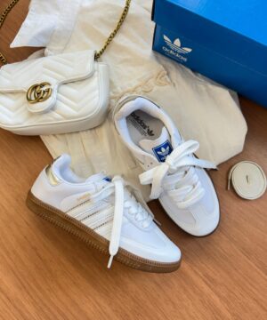 Tenis Adidas Samba OG Branco Ouro Feminino Premium 6