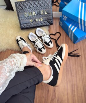 Tenis Adidas Samba Sintetico Preto Off White Feminino Premium 10