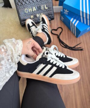 Tenis Adidas Samba Sintetico Preto Off White Feminino Premium 5
