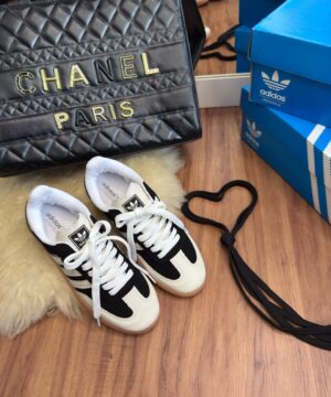 Tenis Adidas Samba Sintetico Preto Off White Feminino Premium 6