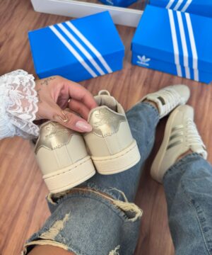 Tenis Adidas Super Star Off White Ouro Premium 2